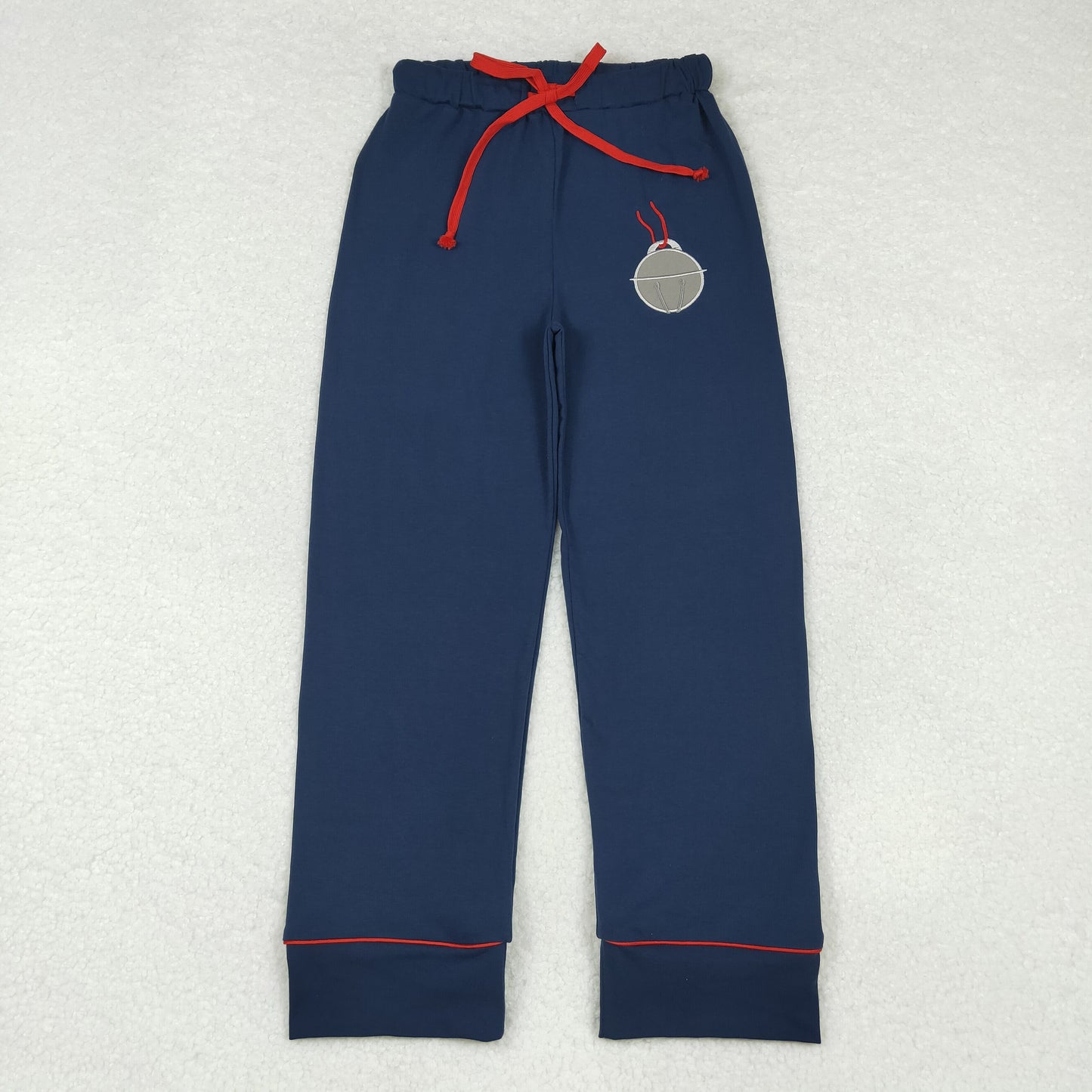 P0501 Polar Express Embroidery Navy Adult Christmas Pajamas Pants