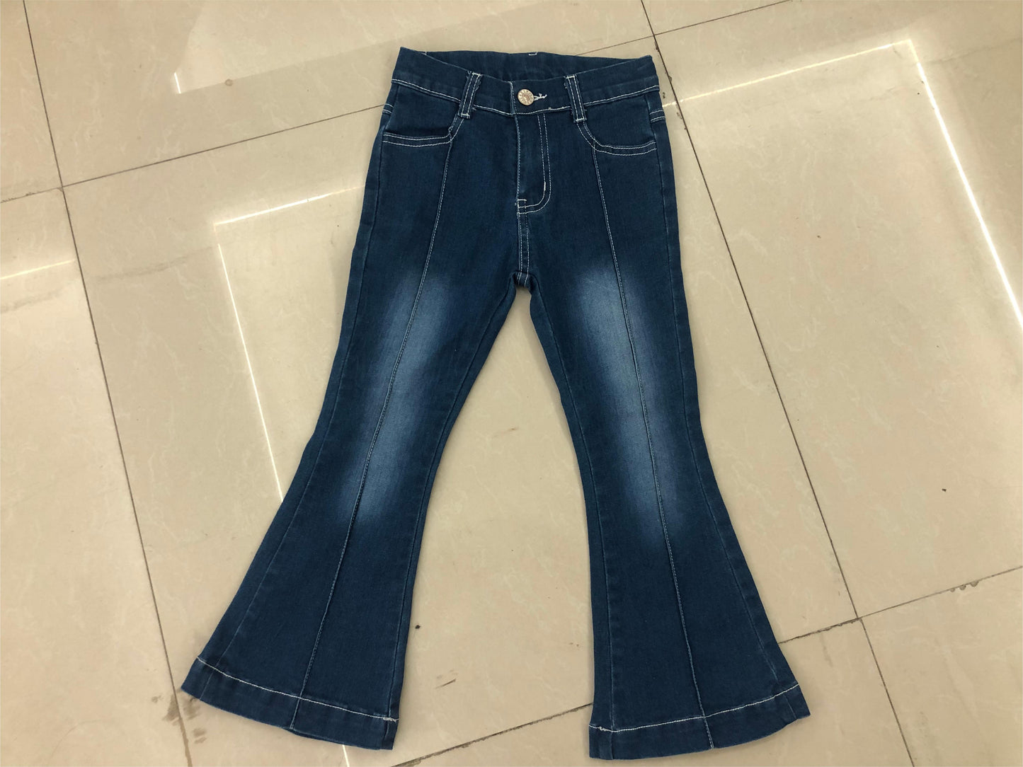 (Pre-order)  P0508 Blue Denim Bell Bottom Jeans Girls Fall Pants