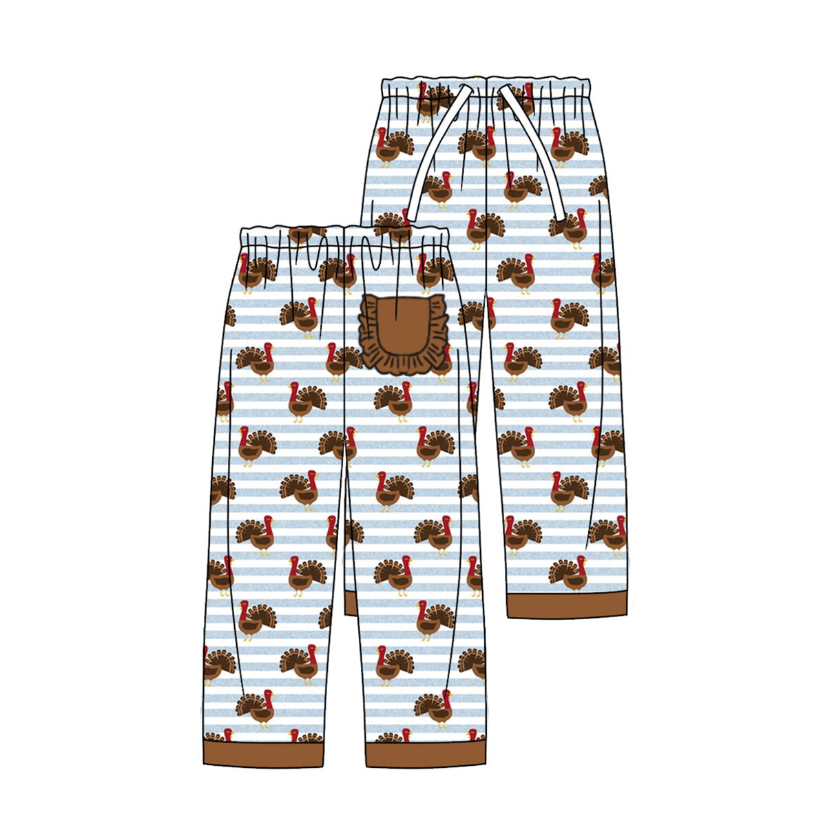 (Pre-order) P0516 Turkey Print Adult Thanksgiving Woman Pajamas Pants