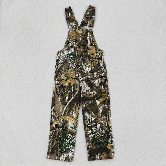 P0533 Branch Camo Print Denim Kids Suspender Overall Jumpsuit