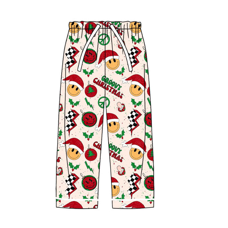 (Pre-order) P0549 Smiling Face Holly Print Adult Christmas Pajamas Pants