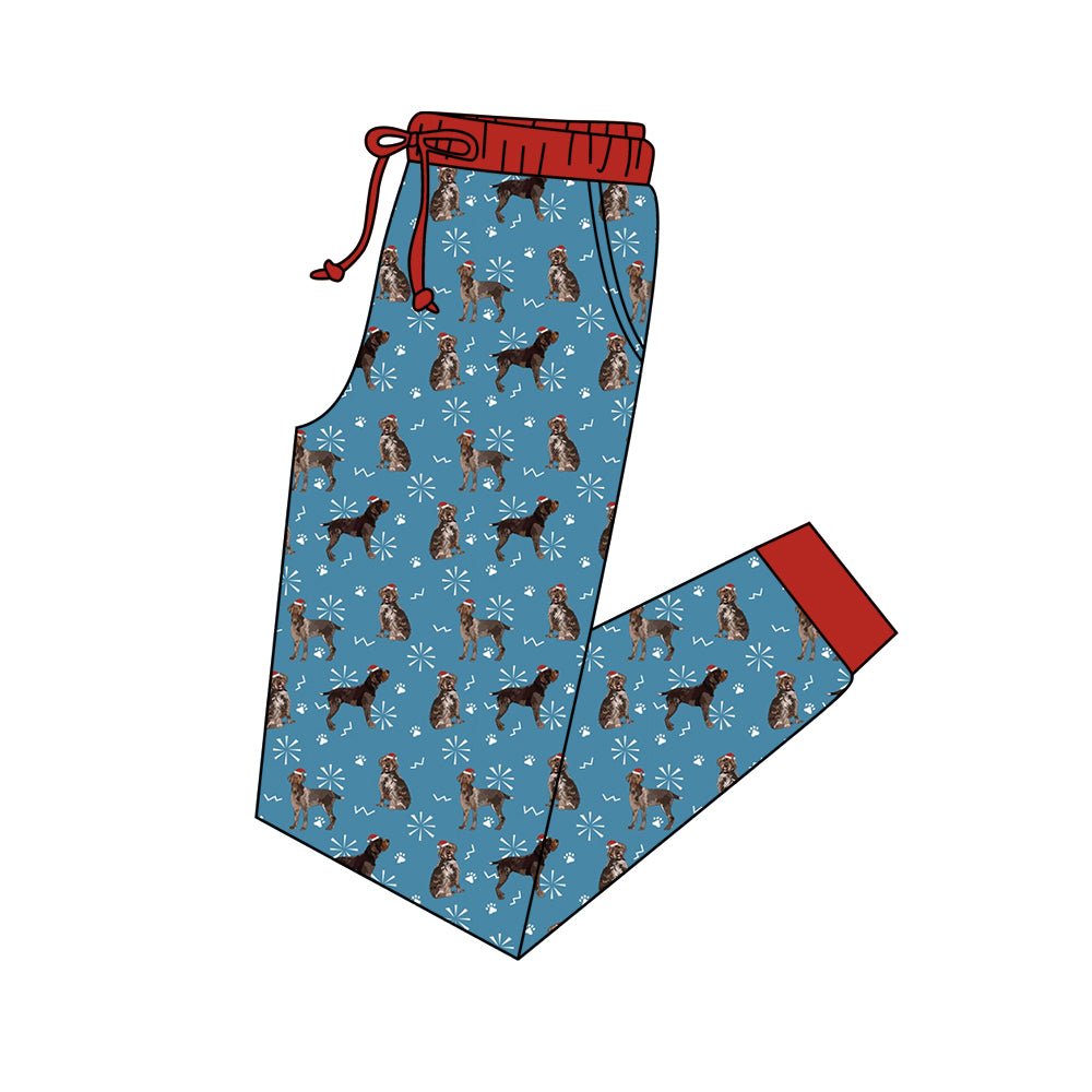 (Pre-order) P0550 Dog Blue Print Adult Christmas Pajamas Pants