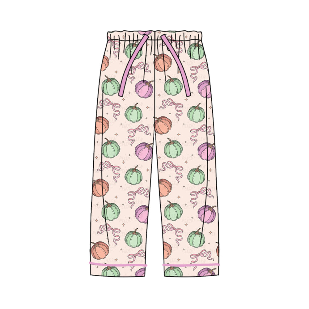 (Pre-order) P0551 Pumpkin Bows Print Adult Fall Pajamas Pants