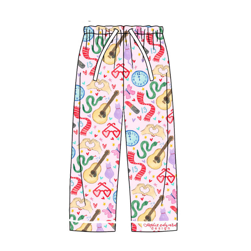 (Pre-order) P0558 Singer Swiftie Heart Print Adult Pajamas Pants