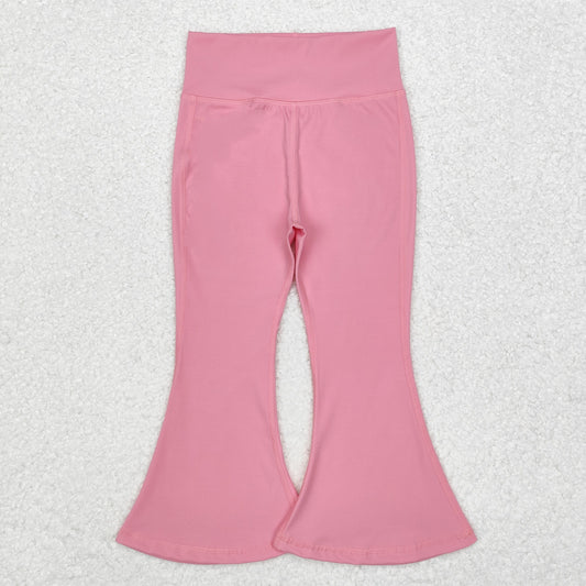 P0573 Pink Color Girls Yoga Athletic Wear Bell Bottom Pants