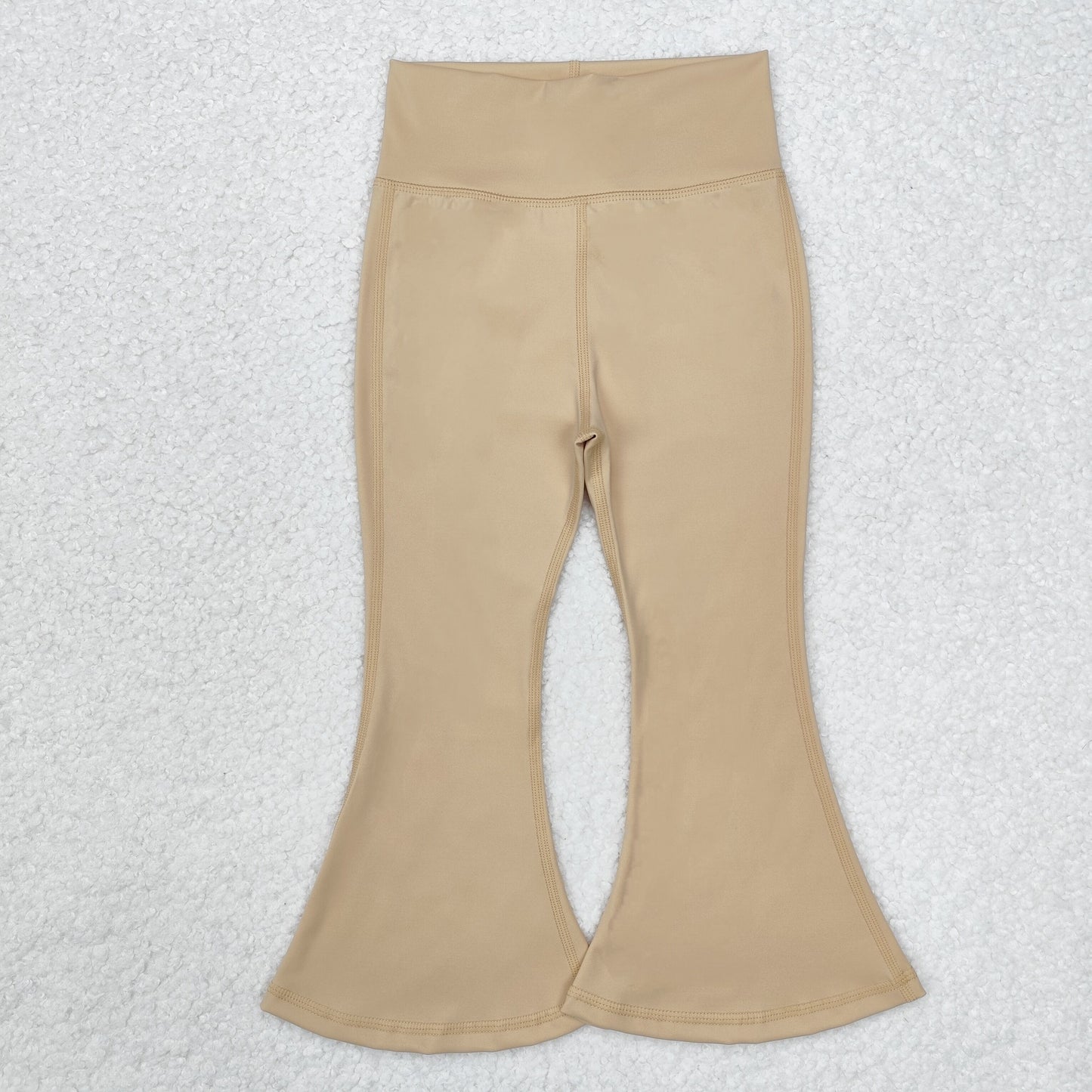 P0574 Khaki Color Girls Yoga Athletic Wear Bell Bottom Pants