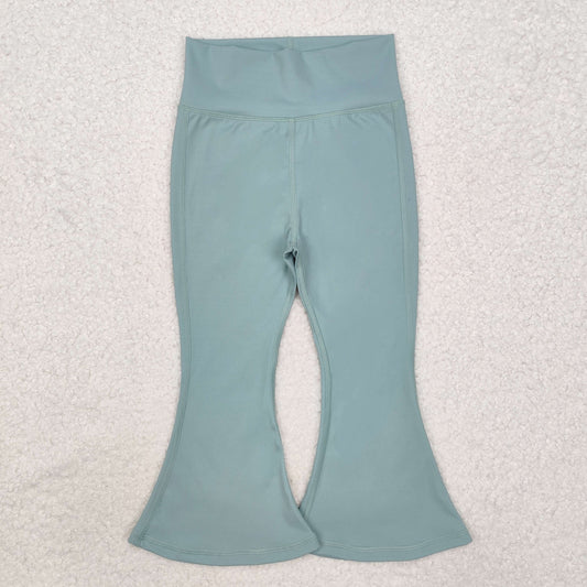 P0575 Green Color Girls Yoga Active Wear Bell Bottom Athletic Pants