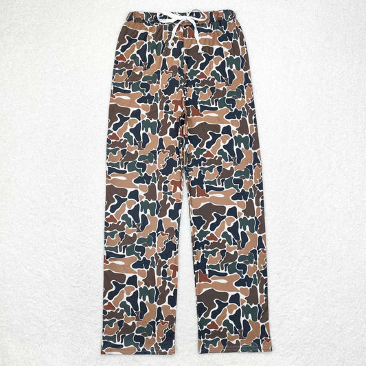 P0586 Dark Brown Camo Print Fall Man Pajamas Adult Pants