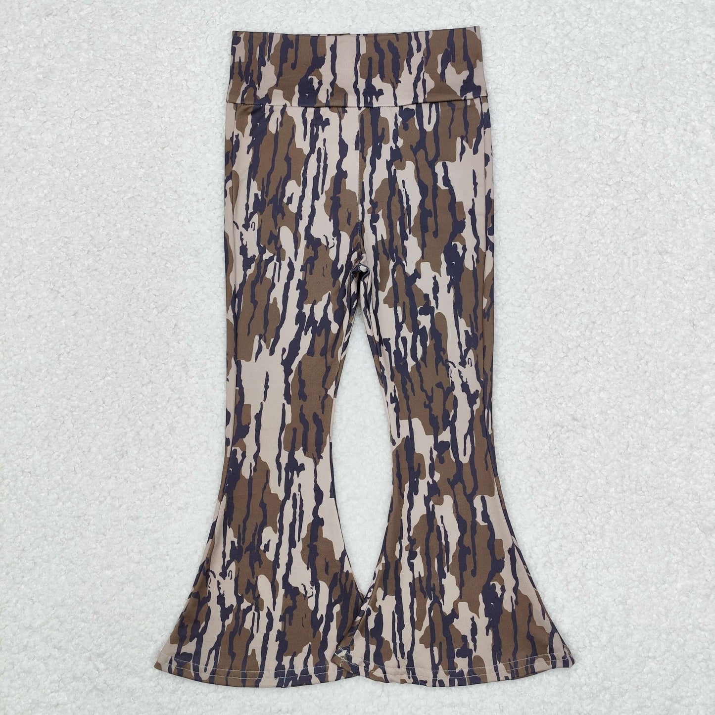 P0590 Camo Print Girls Bell Bottom Pants