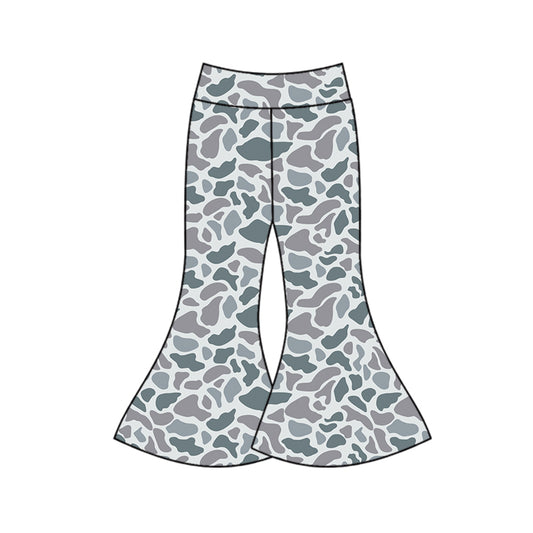 (Pre-order)P0591 Grey Camo Print Girls Bell Bottom Pants