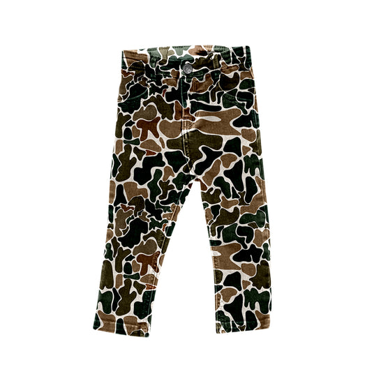 (Pre-order)  P0594 Dark Brown Camo Print Denim Bottom Jeans Boys Pants