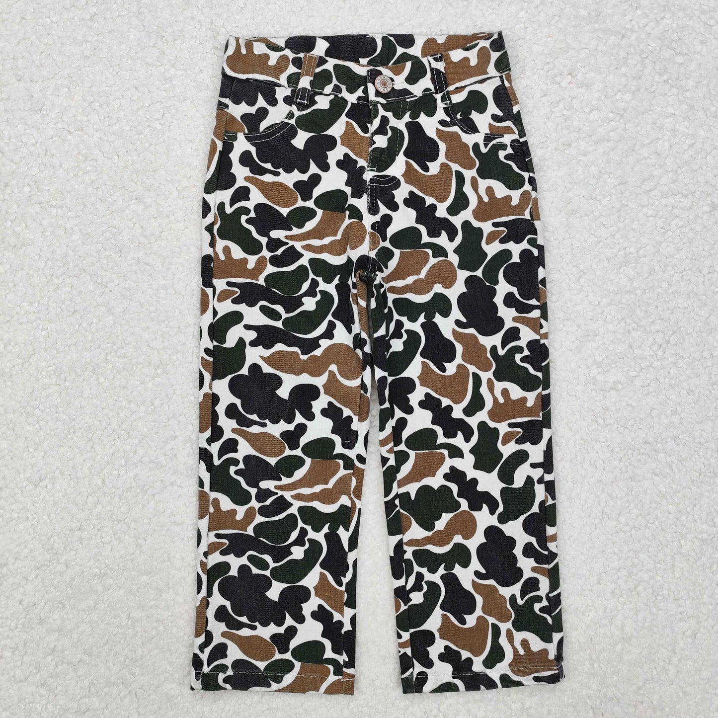 P0594 Dark Brown Camo Print Denim Bottom Jeans Boys Pants