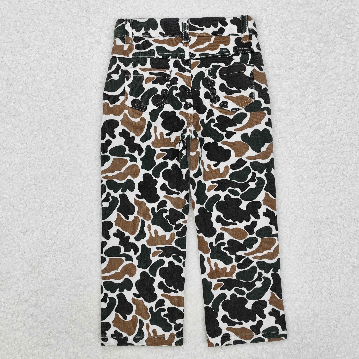 P0594 Dark Brown Camo Print Denim Bottom Jeans Boys Pants