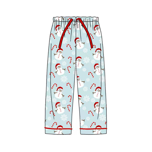 (Pre-order)P0606 Snowman Candy Cane Print Adult Woman Pajamas Pants