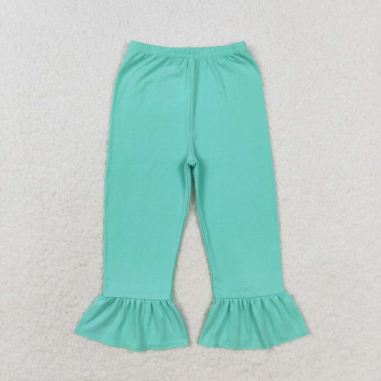 P0611 Green Color Girls Fall Ruffle Bottom Pants