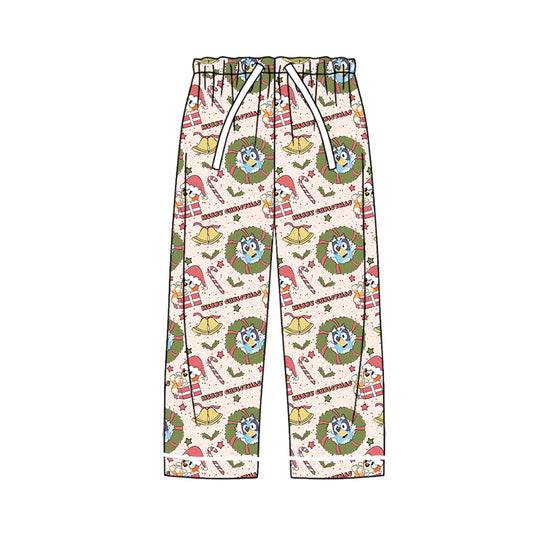 (Pre-order)P0623 Adult Cartoon Dog Flowers Print Man Christmas Pajamas Pants