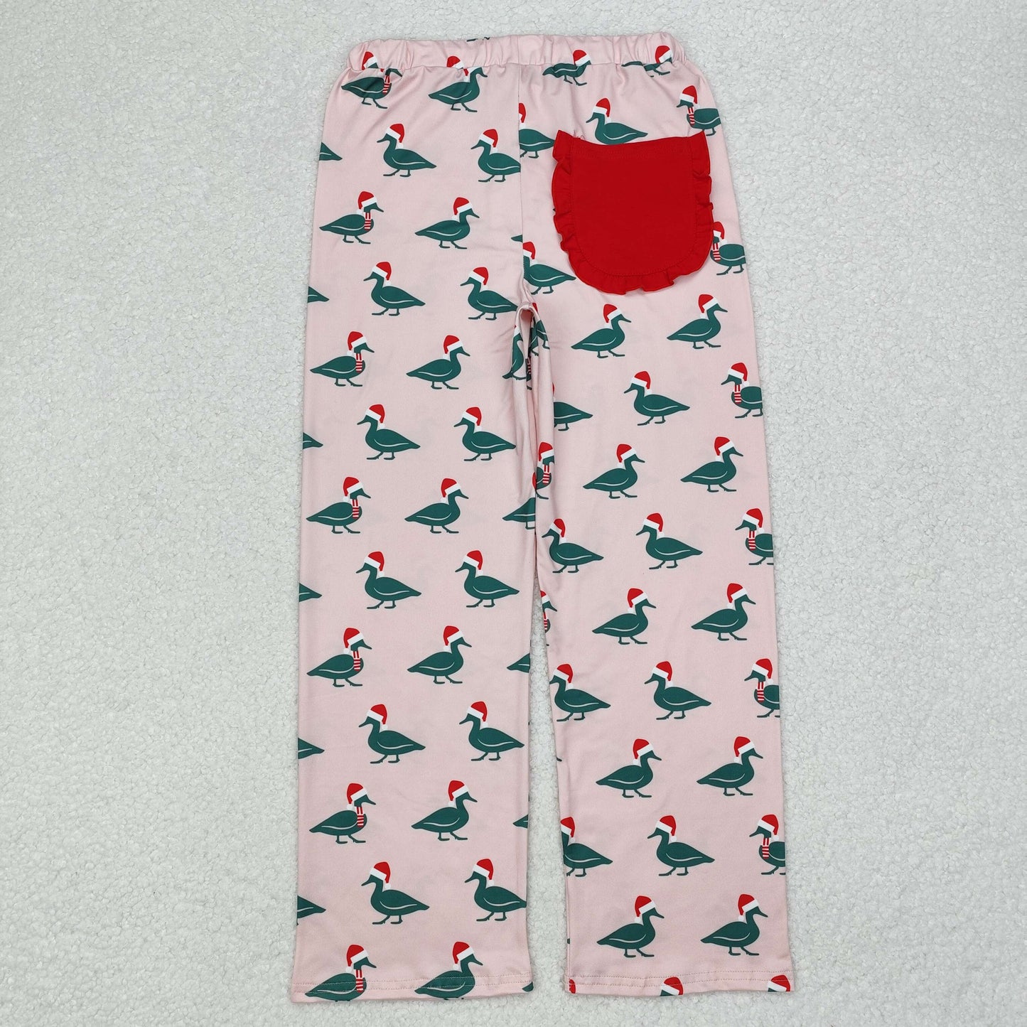 P0637 Adult Duck Pink Print Woman Christmas Pajamas Pants