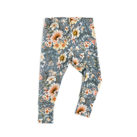 (Pre-order)P0639 Gray Flowers Print Girls Legging Pants