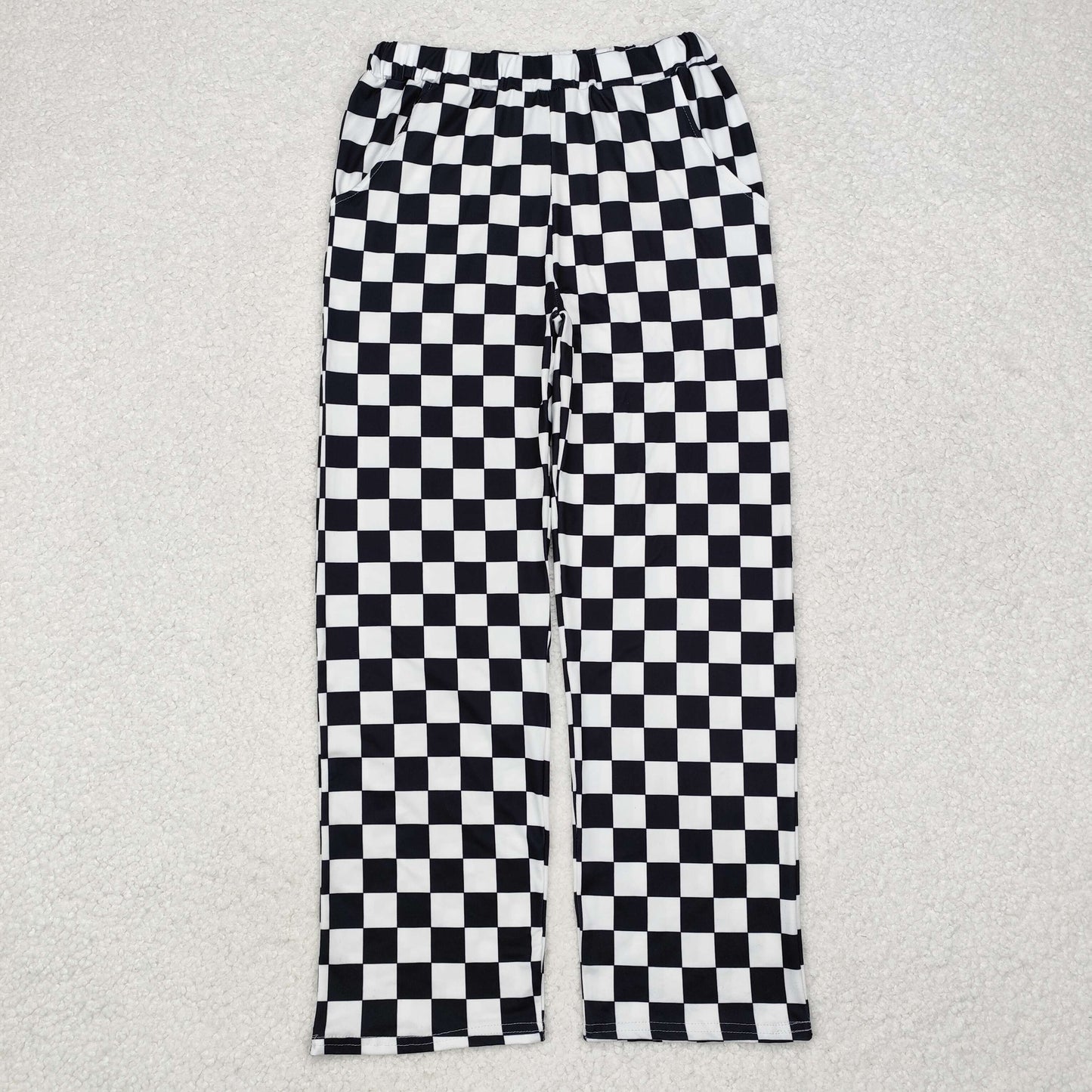 P0647 Adult Black Plaid Print Woman Pants