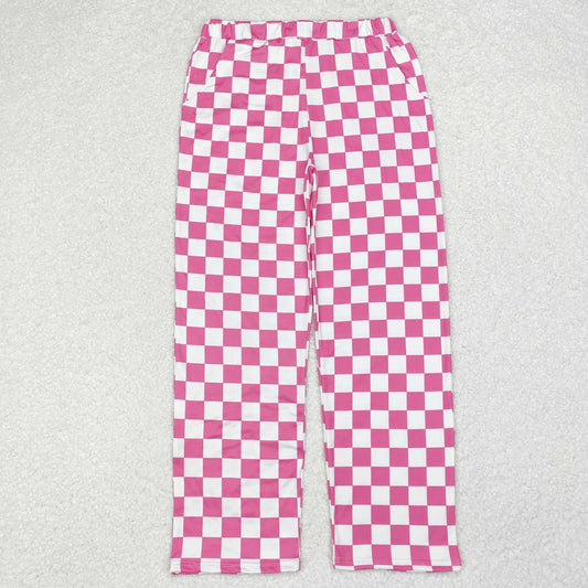 P0648 Adult Pink Plaid Print Woman Pants