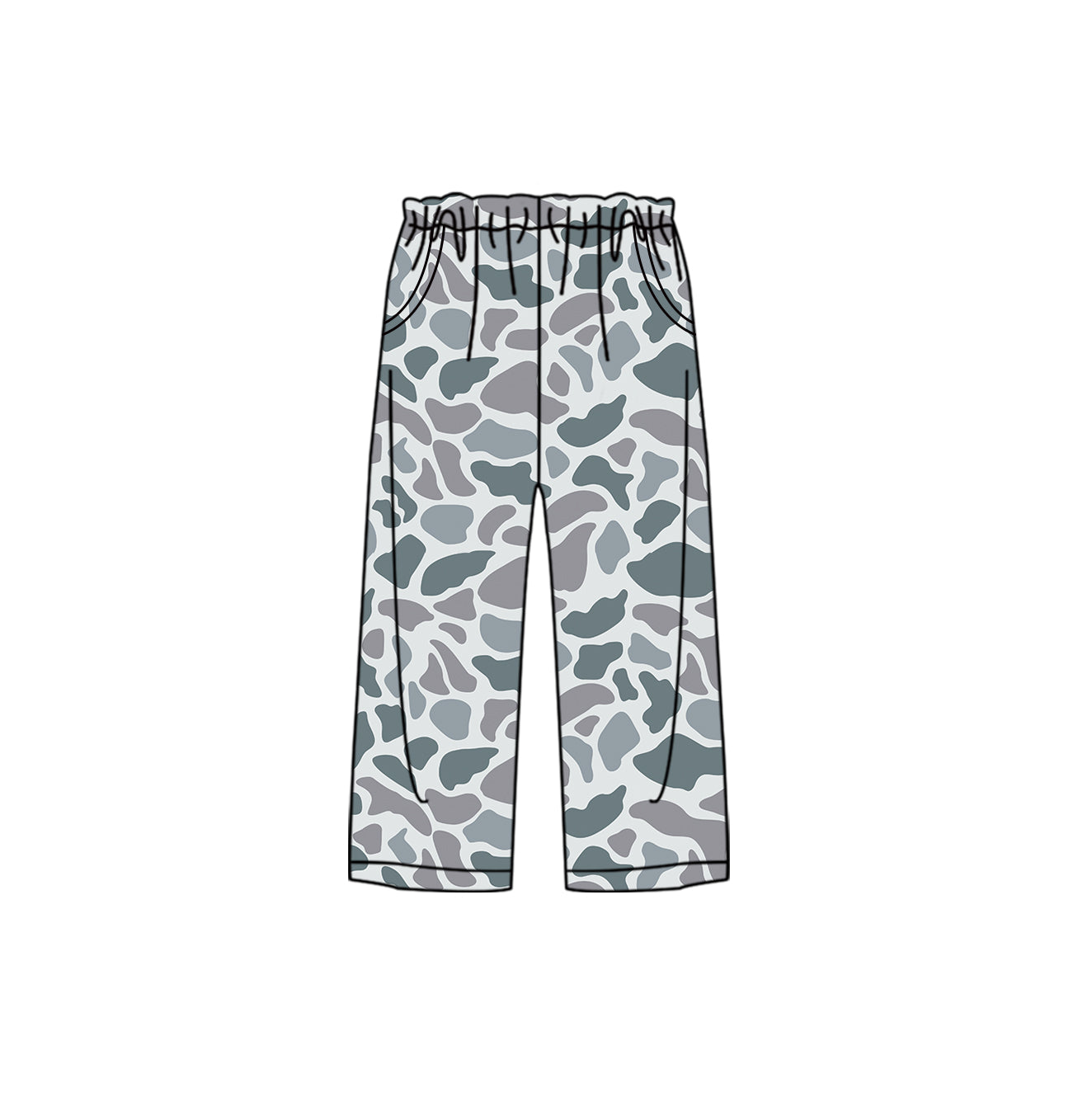 (Pre-order)P0656 Adult Gray Camo Print Woman Pajamas Pants