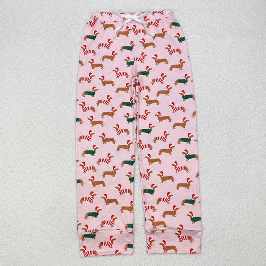 P0663 Adult Pink Dog Print Woman Pajamas Pants