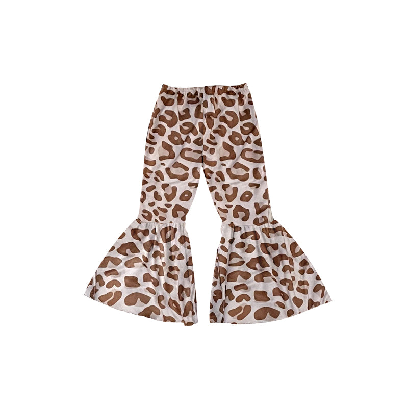 (Pre-order)P0665  Leopard Print Girls Bell Bottom Pants