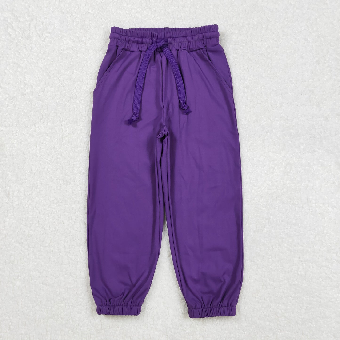 P0670  Purple Color Pockets Kids Yoga Athletic Joggers Pants