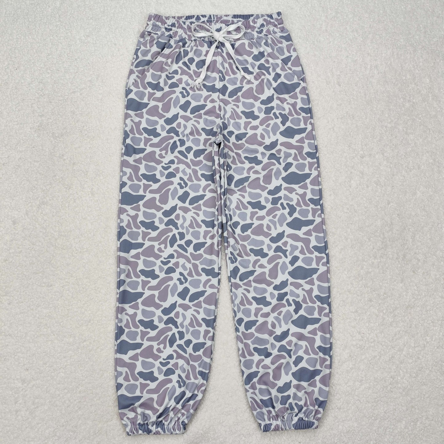 P0727 Adult Grey Camo Print Woman Pockets Athletic Pants