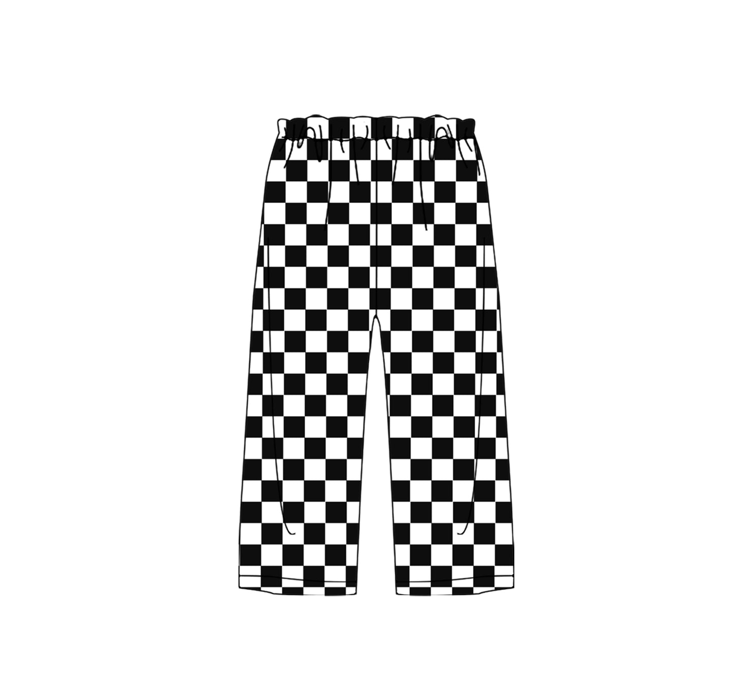 (Pre-order)P0729 Black Plaid Print Girls Pajamas Pants