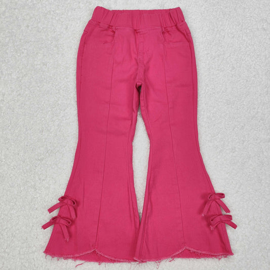 P0731   Hot Pink Denim Bell Bottom Jeans Girls Pants