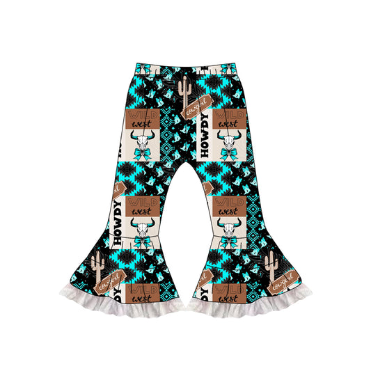 (Pre-order)P0781 HOWDY Aztec Girls Western Bell Bottom Pants