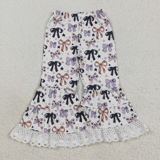 P0783 Spooky Bows Girls Halloween Bell Bottom Pants
