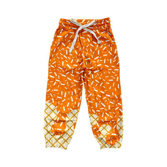 (Pre-order)P0811 Adult Orange Sprinkles Print Woman Joggers Yoga Pants