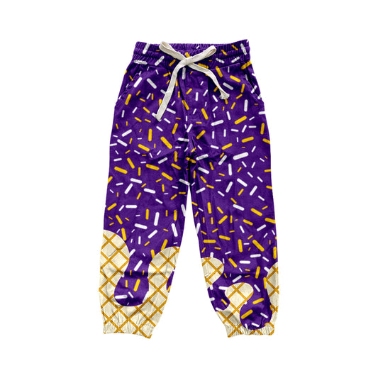 (Pre-order)P0813 Adult Purple Sprinkles Print Woman Joggers Yoga Pants