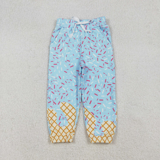 P0814 Blue Sprinkles Print Kids Joggers Pockets Yoga Pants