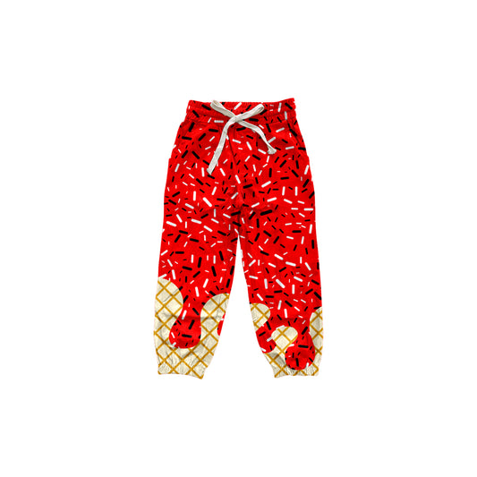 (Pre-order)P0815 Red Sprinkles Print Kids Joggers Yoga Pants