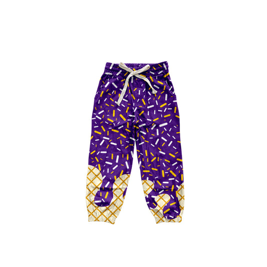 (Pre-order)P0819 Purple Sprinkles Print Kids Joggers Yoga Pants