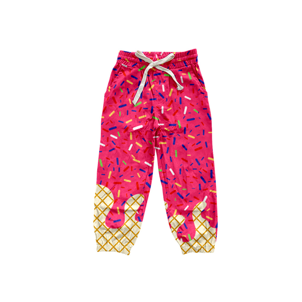 (Pre-order)P0822 Hot Pink Sprinkles Print Kids Joggers Yoga Pants
