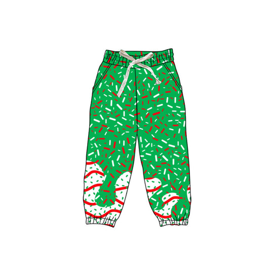 (Pre-order)P0825 Adult Debbie Cake Sprinkles Green Print Woman Christmas Joggers Yoga Pants