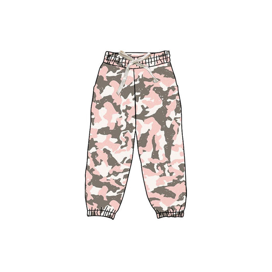 (Pre-order)P0832 Pink Camo Print Girls Joggers Yoga Pants