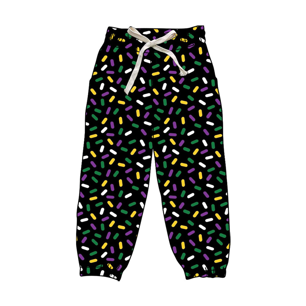 (Pre-order)P0842 Adult Sprinkles Mardi Gras Print Woman Joggers Yoga Pants