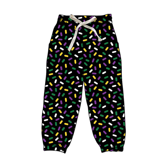 (Pre-order)P0842 Adult Sprinkles Mardi Gras Print Woman Joggers Yoga Pants