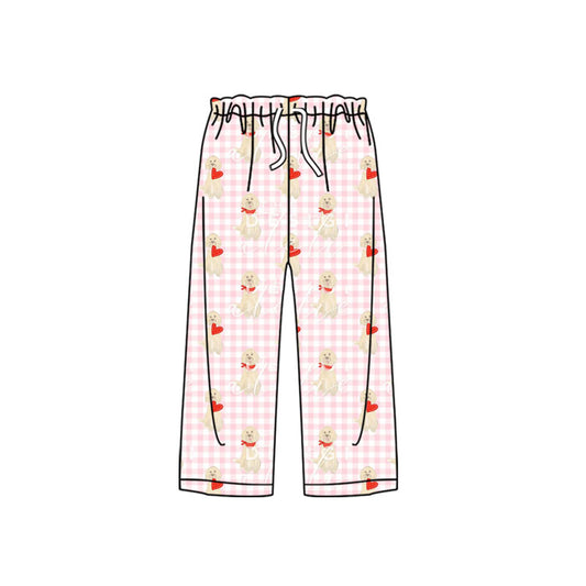 (Pre-order)P0849 Adult Dog Heart Plaid Print Woman Valentine's Day Pajamas Pants