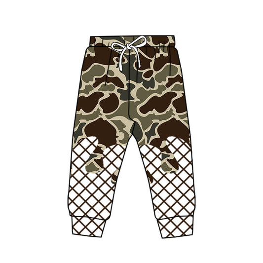 (Pre-order)P0866 Dark Green Brown Camo Print Kids Bottom Pants