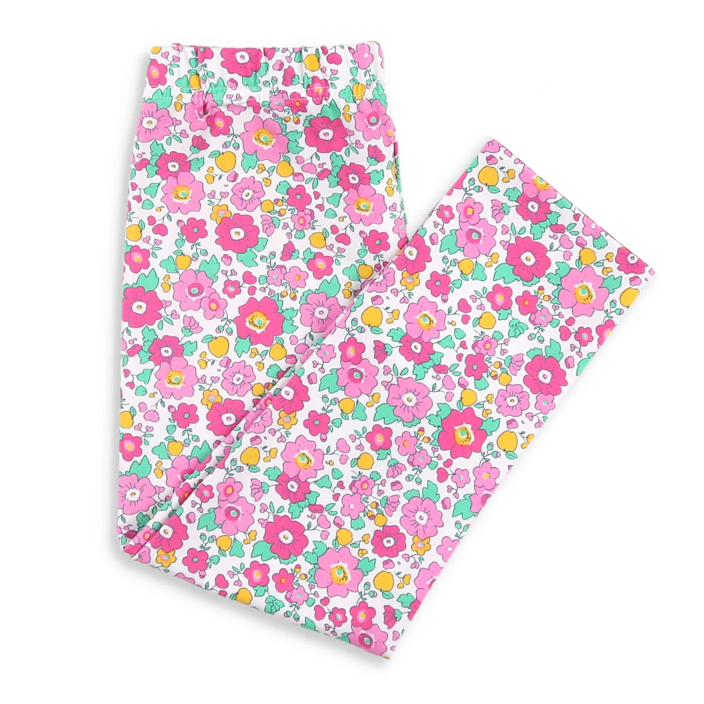 (Pre-order)P0870 Hot Pink Flowers Print Girls Bottom Pants