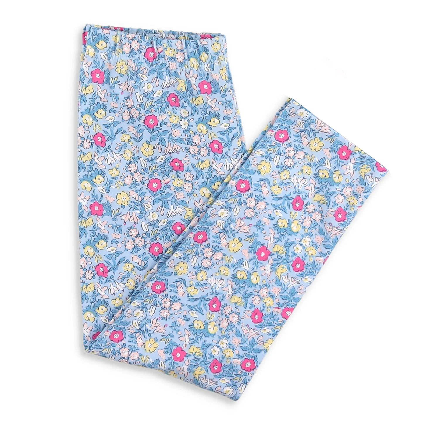 (Pre-order)P0873 Yellow Pink Flowers Print Girls Bottom Pants