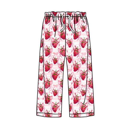 (Pre-order)P0877 Adult Strawberry Bows Print Woman Valentine's Day Pajamas Pants