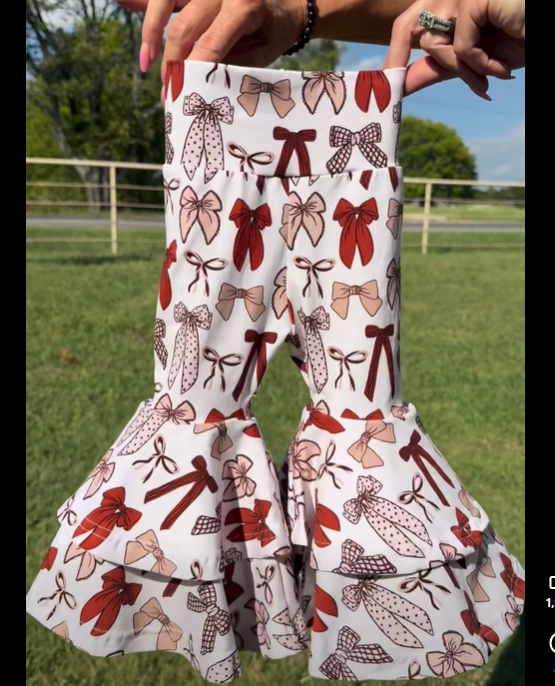 (Pre-order)P0885 Brown Bows Print Girls Bottom Yoga Pants