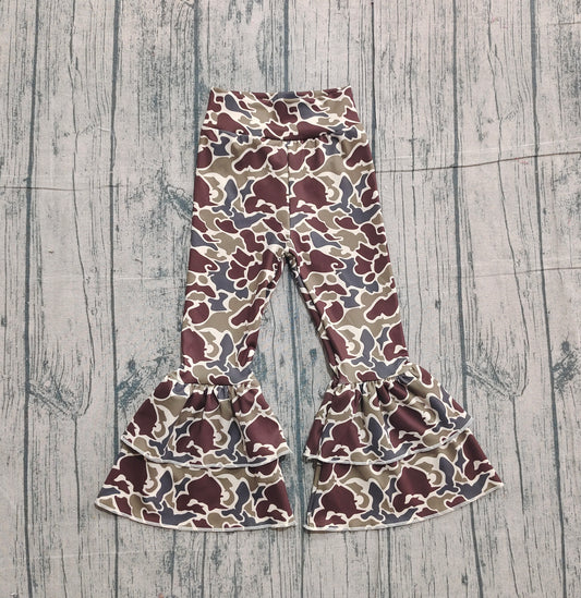 (Pre-order)P0888 Dark Brown Camo Print Girls Bottom Yoga Pants